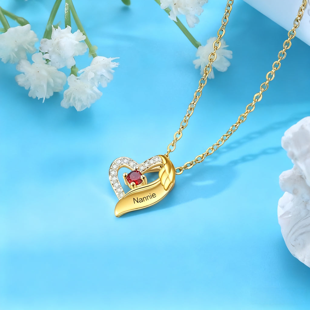 Love Heart Birthstones Necklace