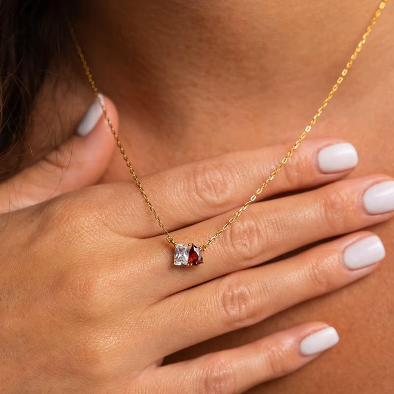 Birthstone Toi et Moi Necklace
