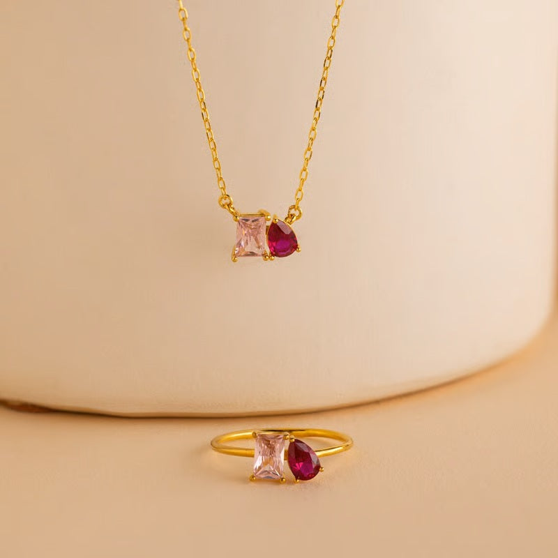 Birthstone Toi et Moi Necklace