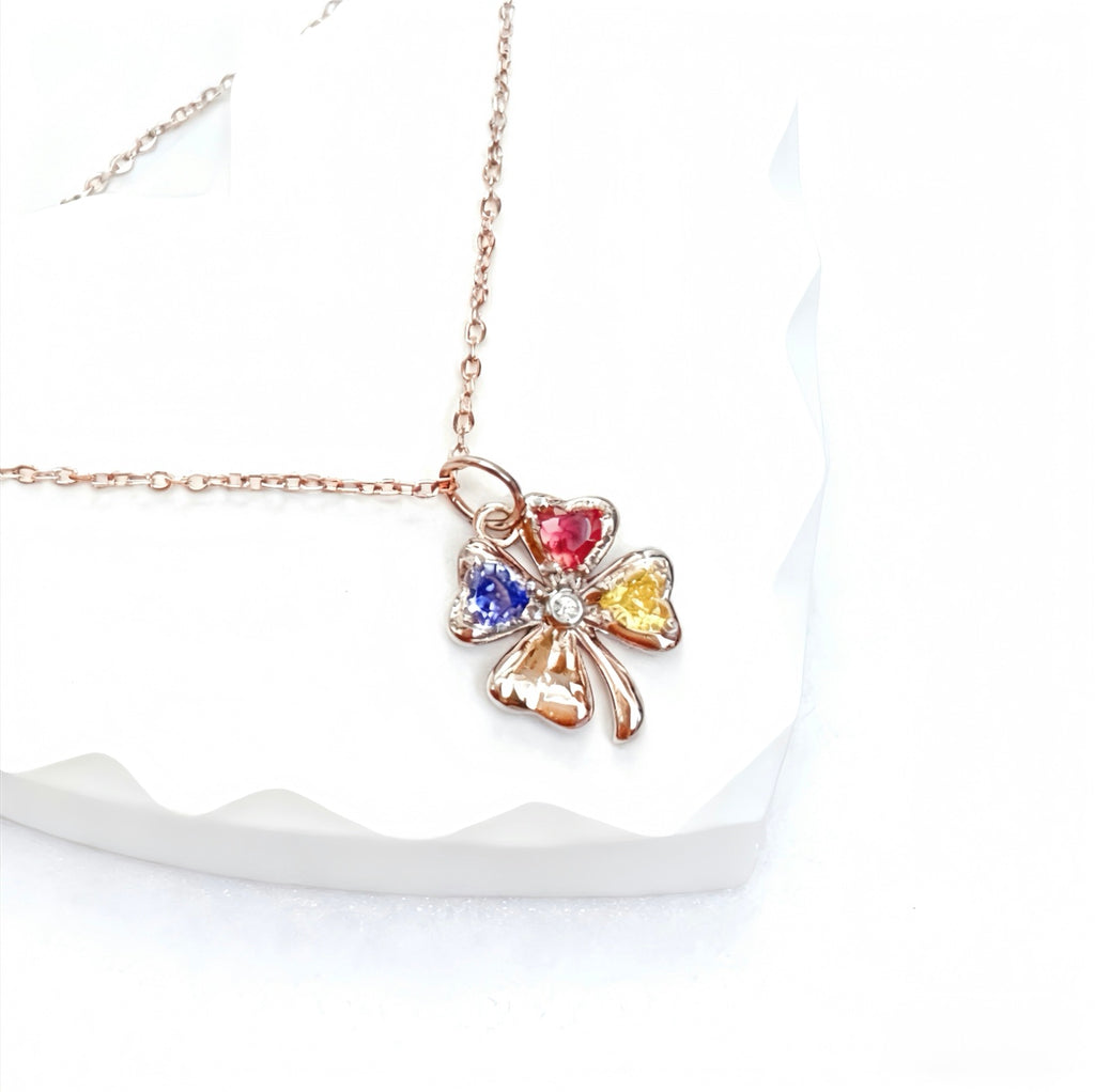 Four-Leaf Clover Birthstone Necklace