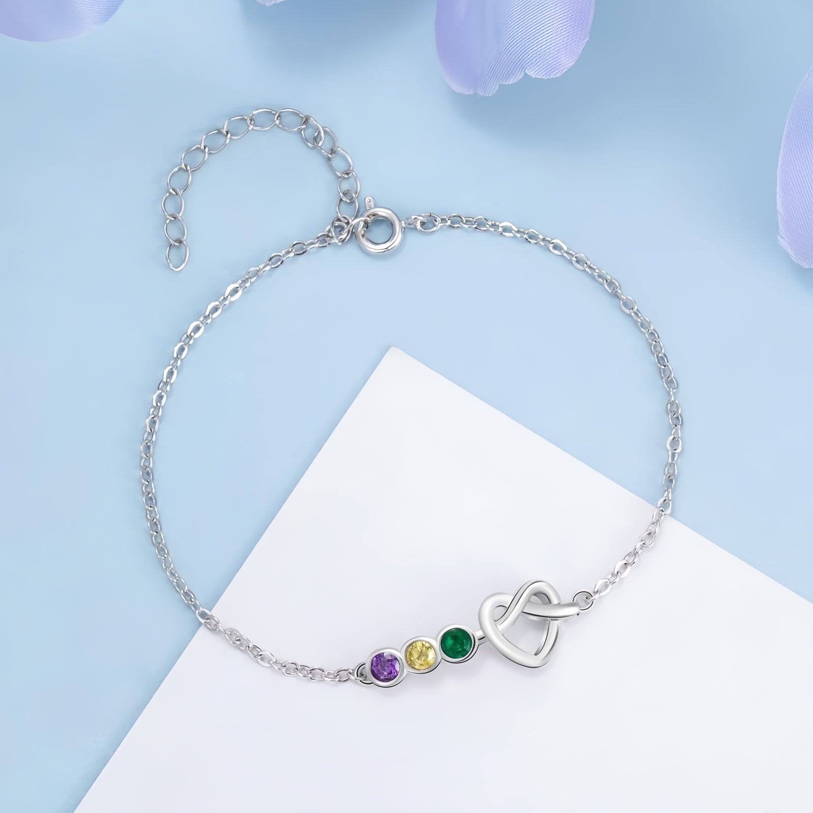 Heart Bracelet with Birthstones
