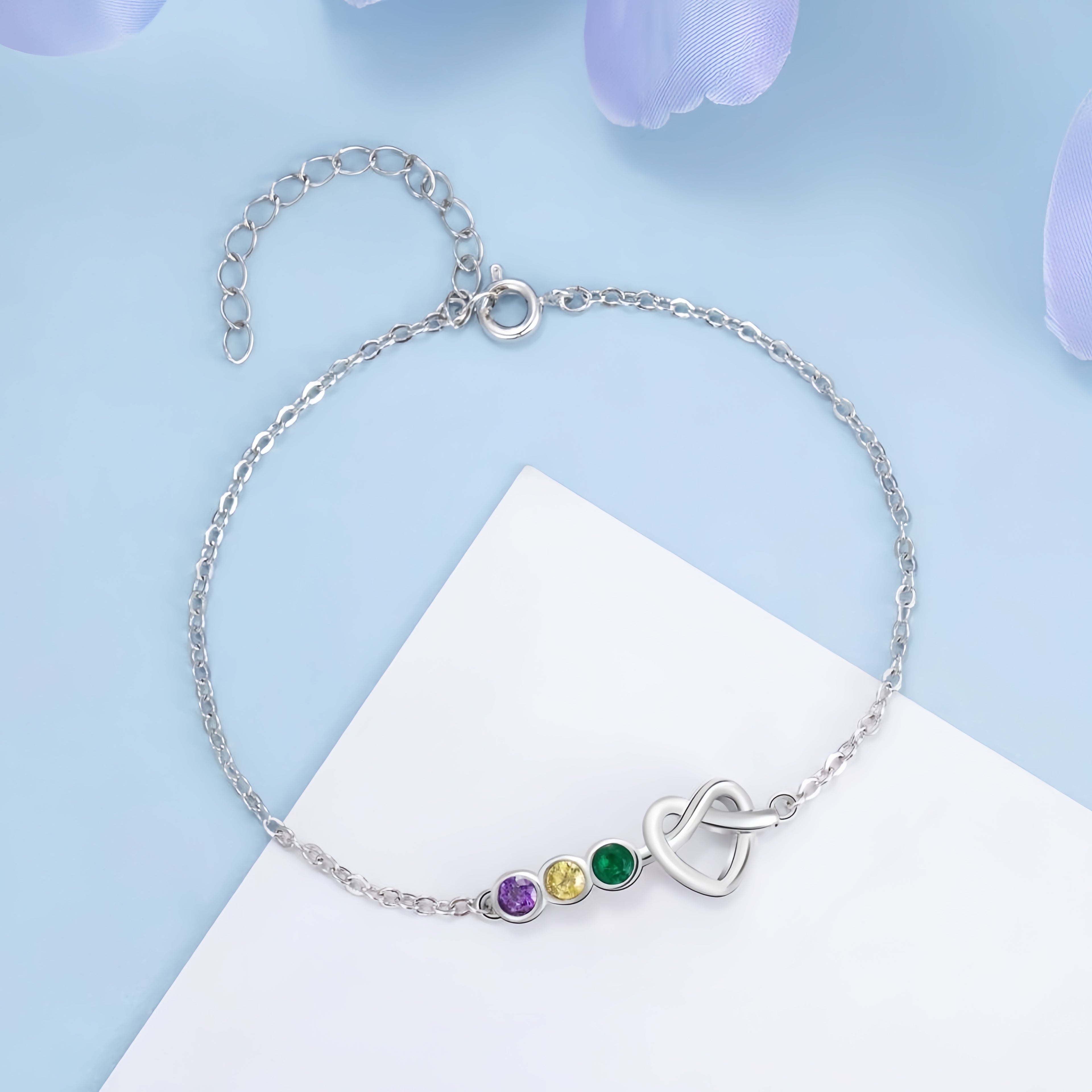 Heart Shaped Bracelet with Birthstones