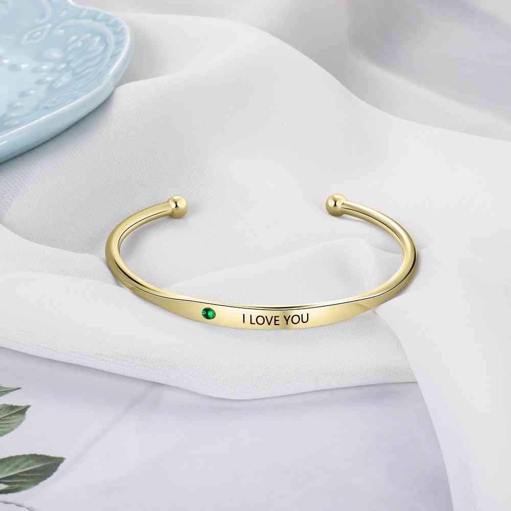 Personalized Birthstone Engraved Bracelet