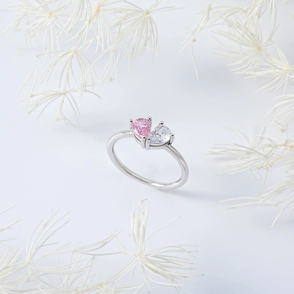 Teardrop Double Birthstone Ring