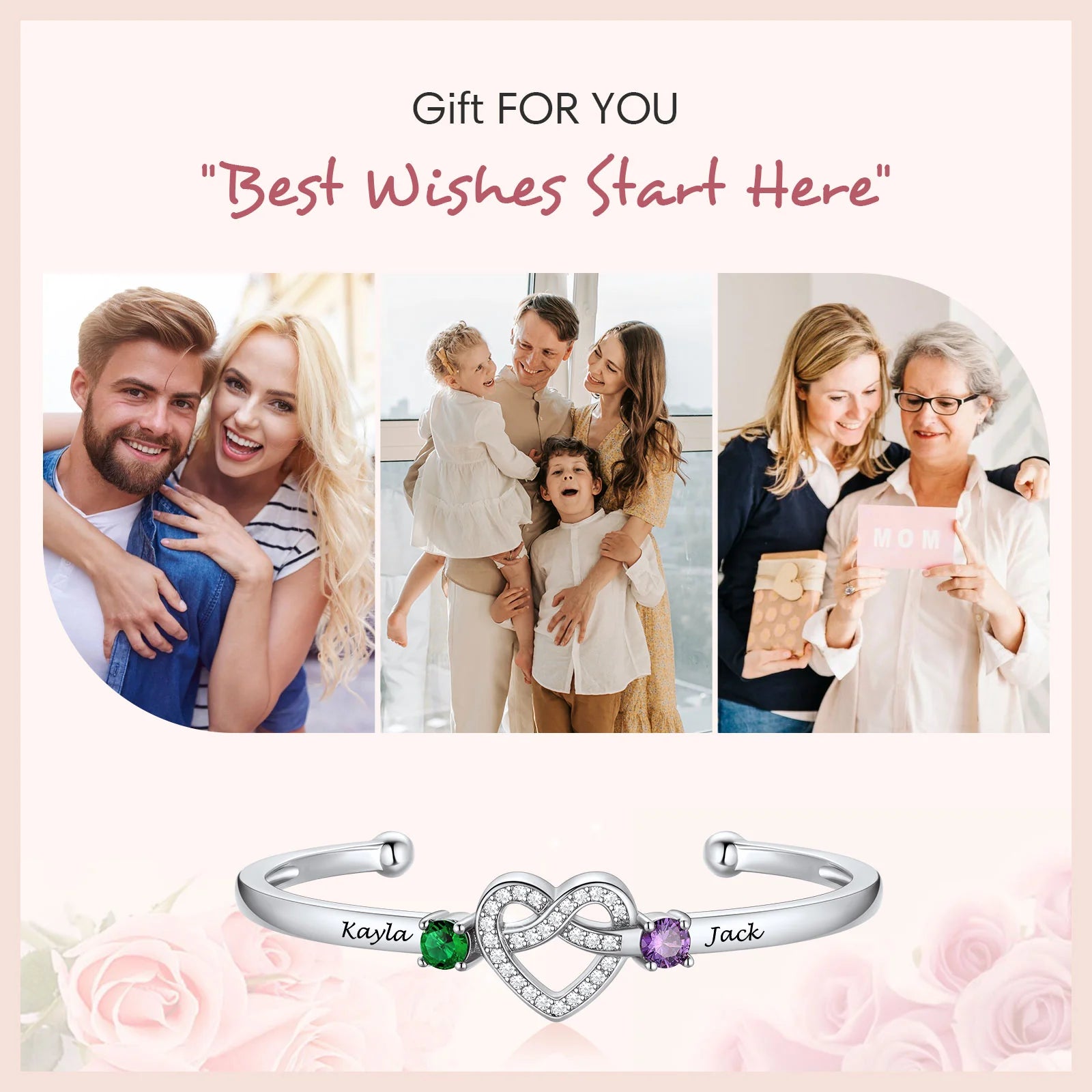 Love Knot Bangle with Birthstones