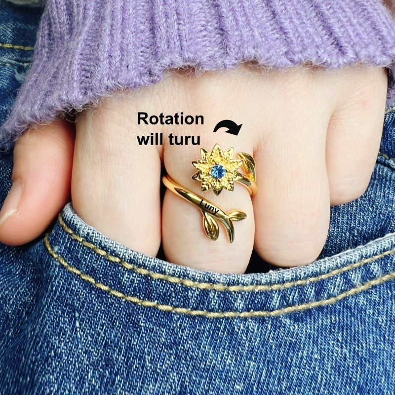 Rotating Birth Flower Ring