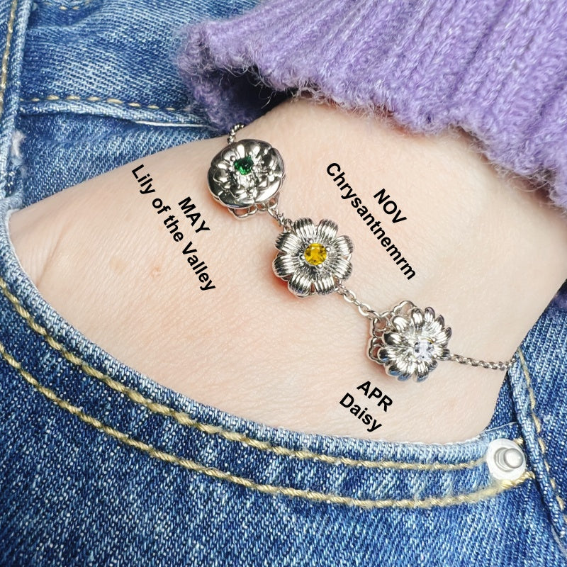 Customized Birth Flower Bracelet