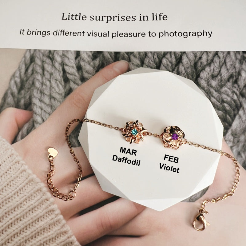 Customized Birth Flower Bracelet