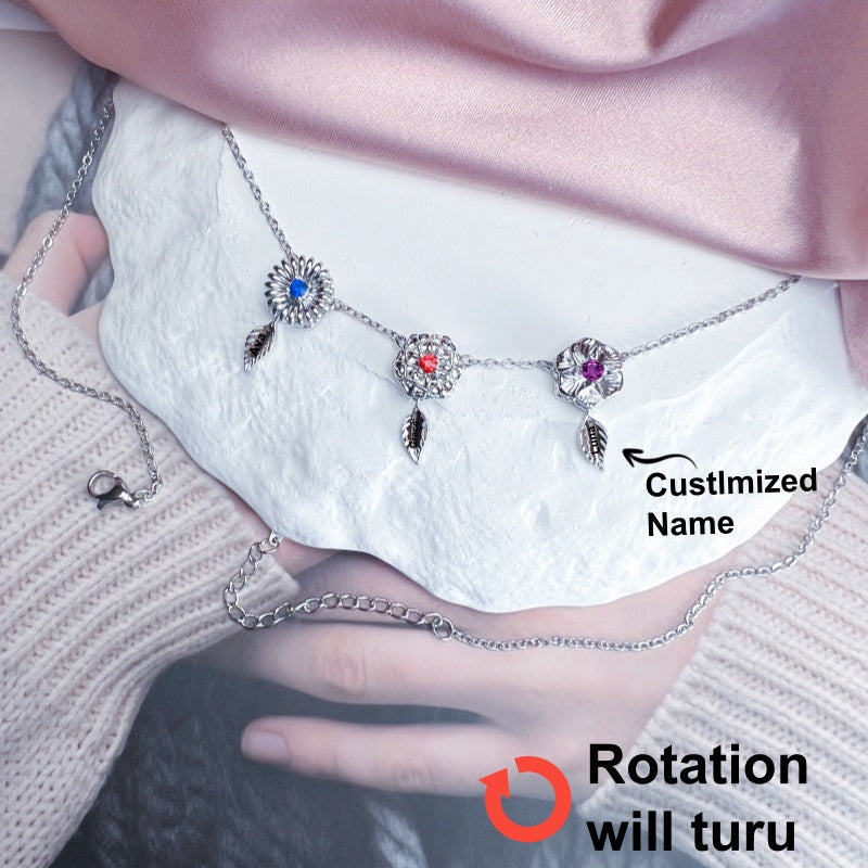 Rotating Birth Flower Necklace