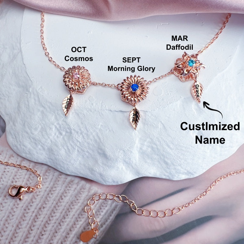 Rotating Birth Flower Necklace