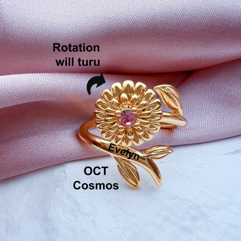 Rotating Birth Flower Ring