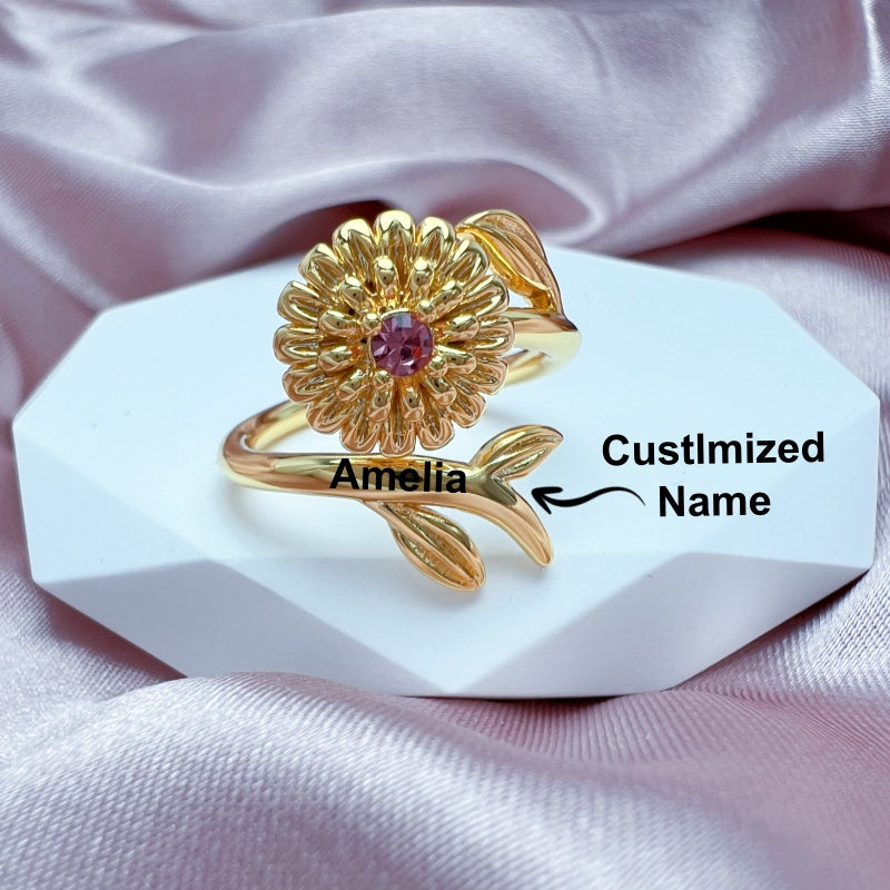 Rotating Birth Flower Ring