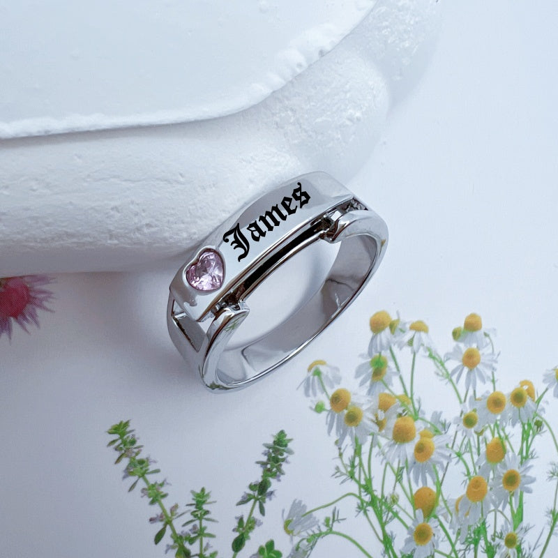 Personalized Birthstone Message Ring