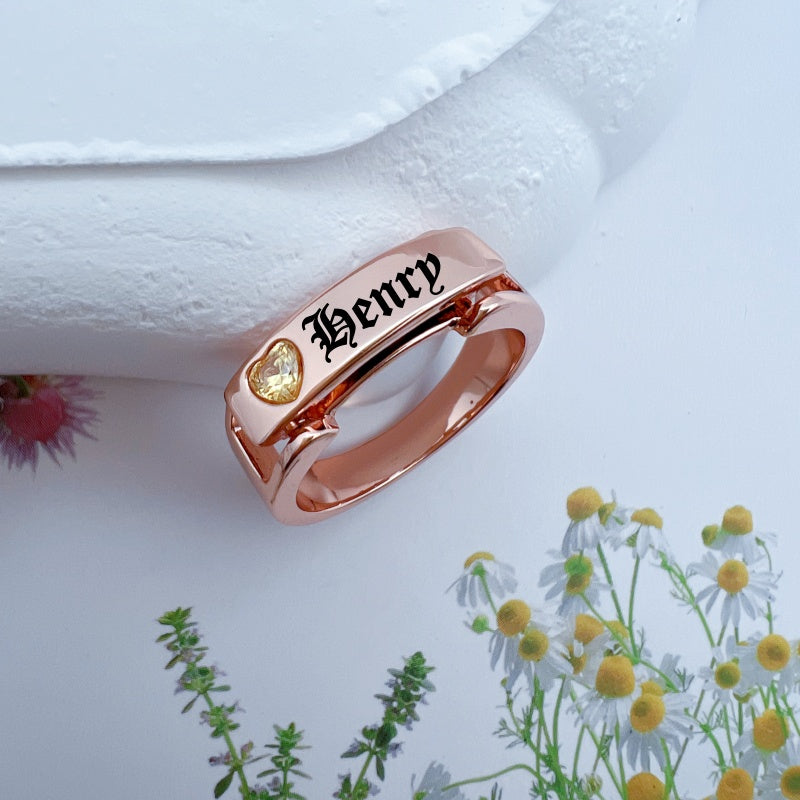 Personalized Birthstone Message Ring