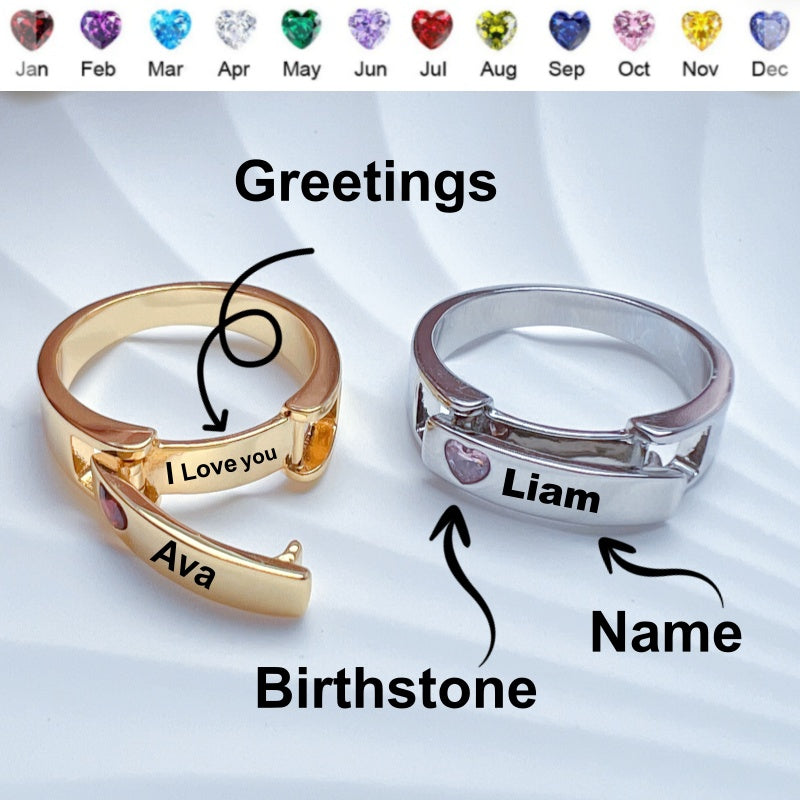 Personalized Birthstone Message Ring