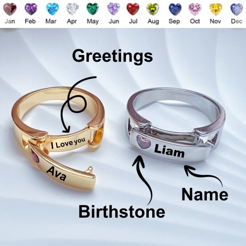 Personalized Birthstone Message Ring