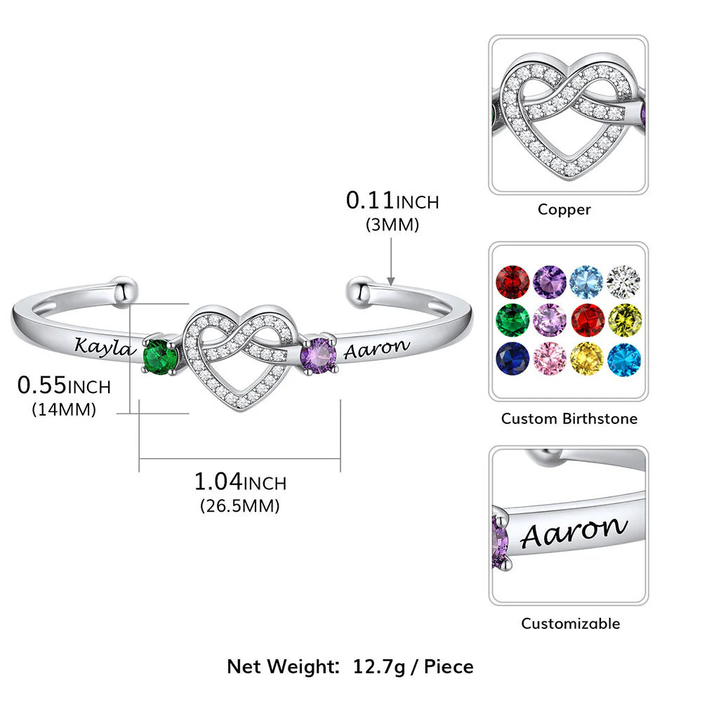 Love Knot Bangle with Birthstones