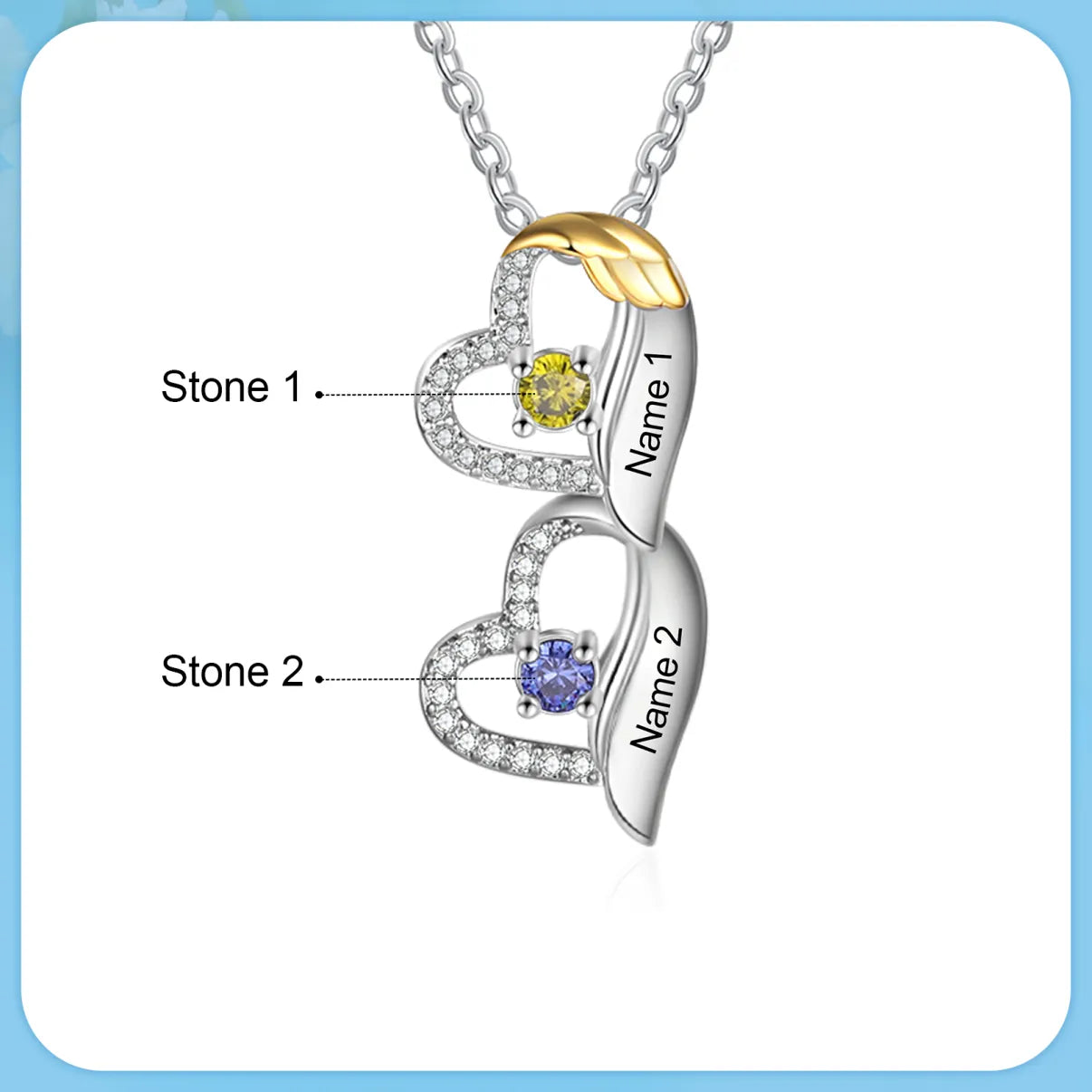 Love Heart Birthstones Necklace