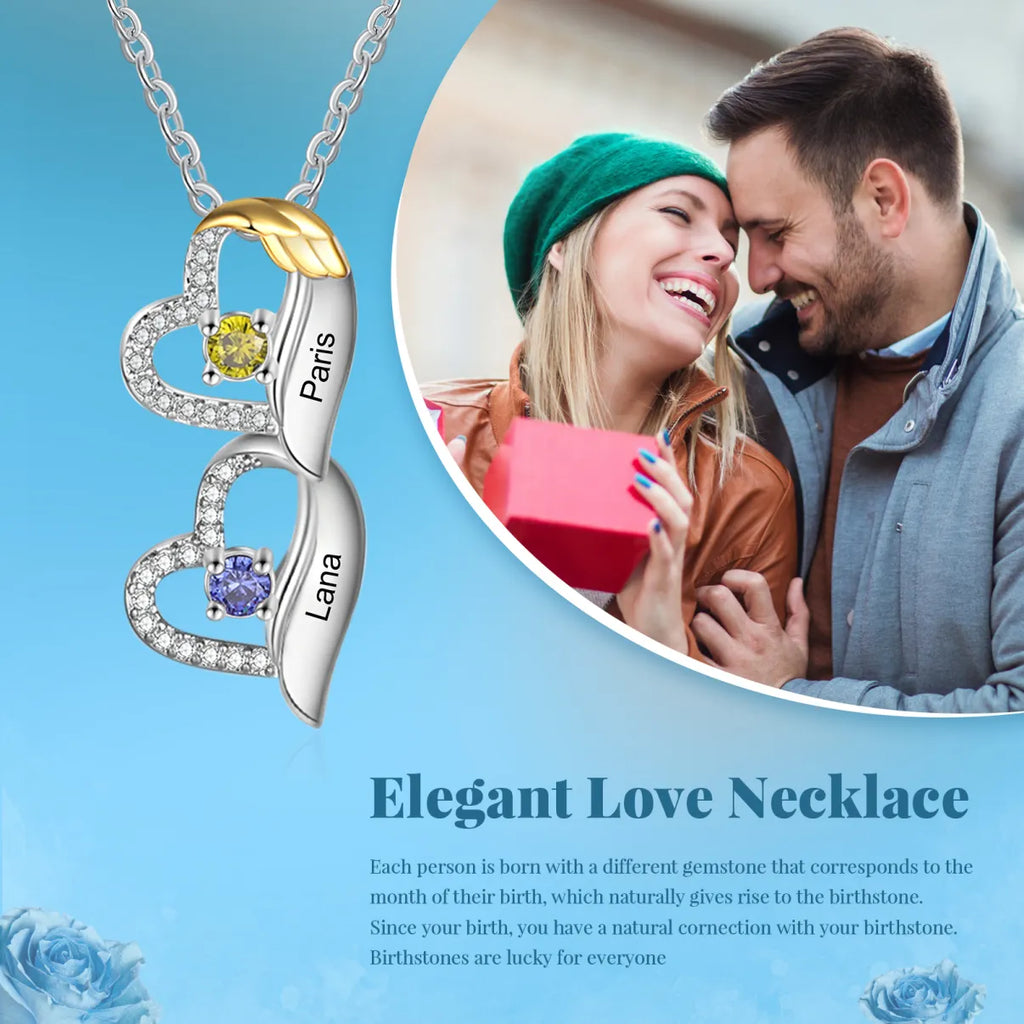 Love Heart Birthstones Necklace