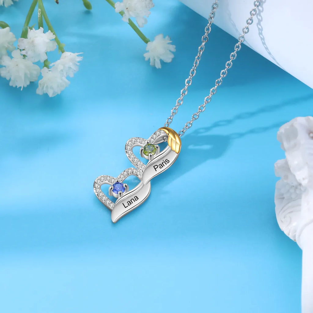 Love Heart Birthstones Necklace