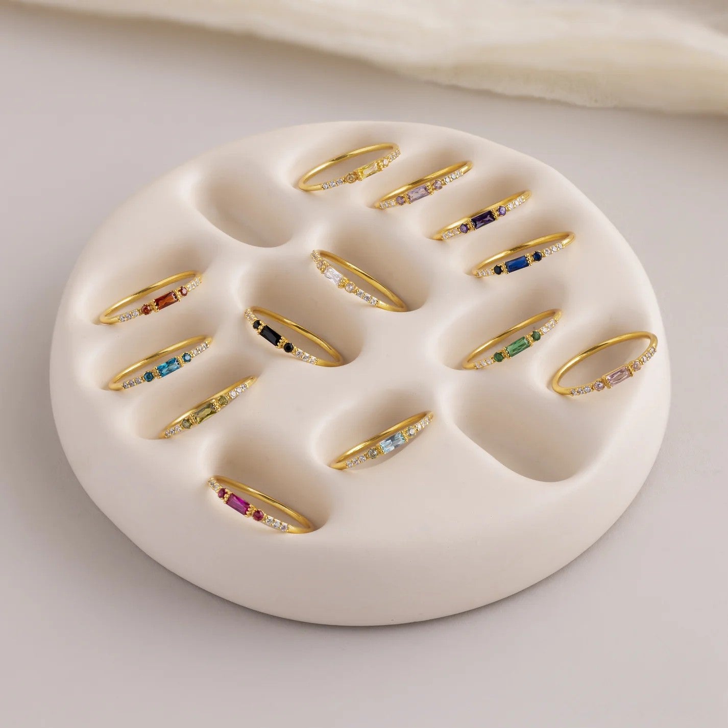 Pave Birthstone Baguette Ring