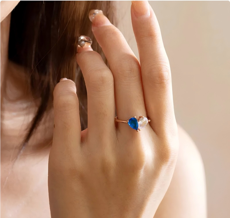 Teardrop Double Birthstone Ring