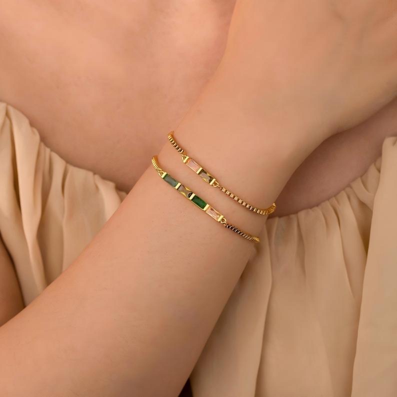 Baguette Birthstone Bracelet