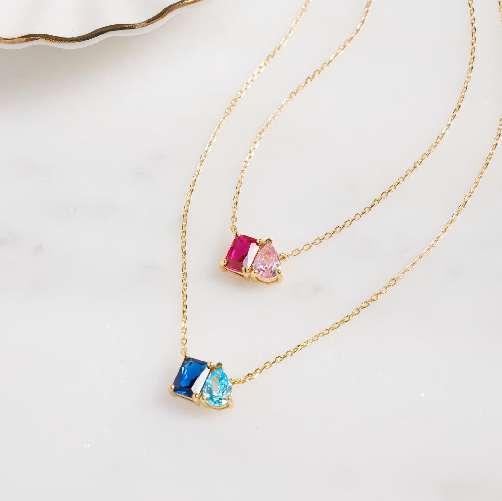 Birthstone Toi et Moi Necklace