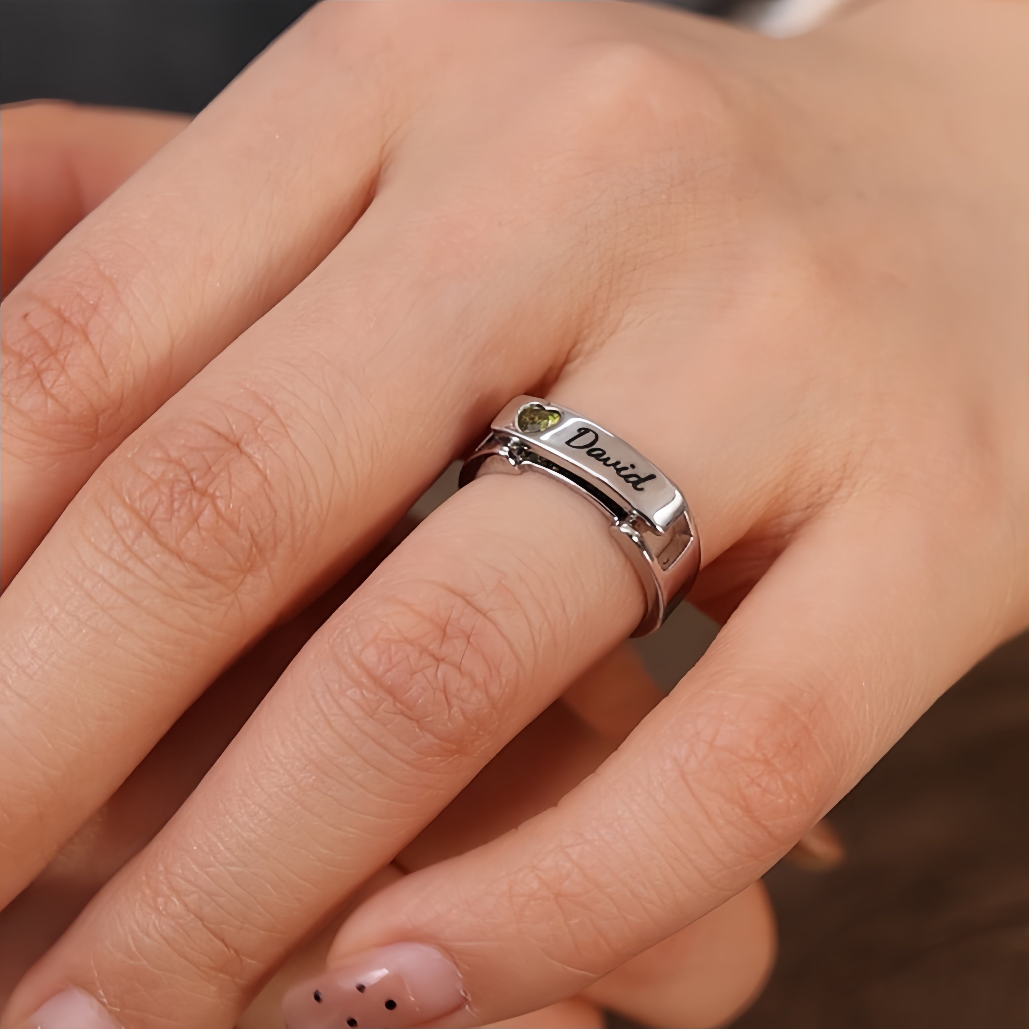 Personalized Birthstone Message Ring