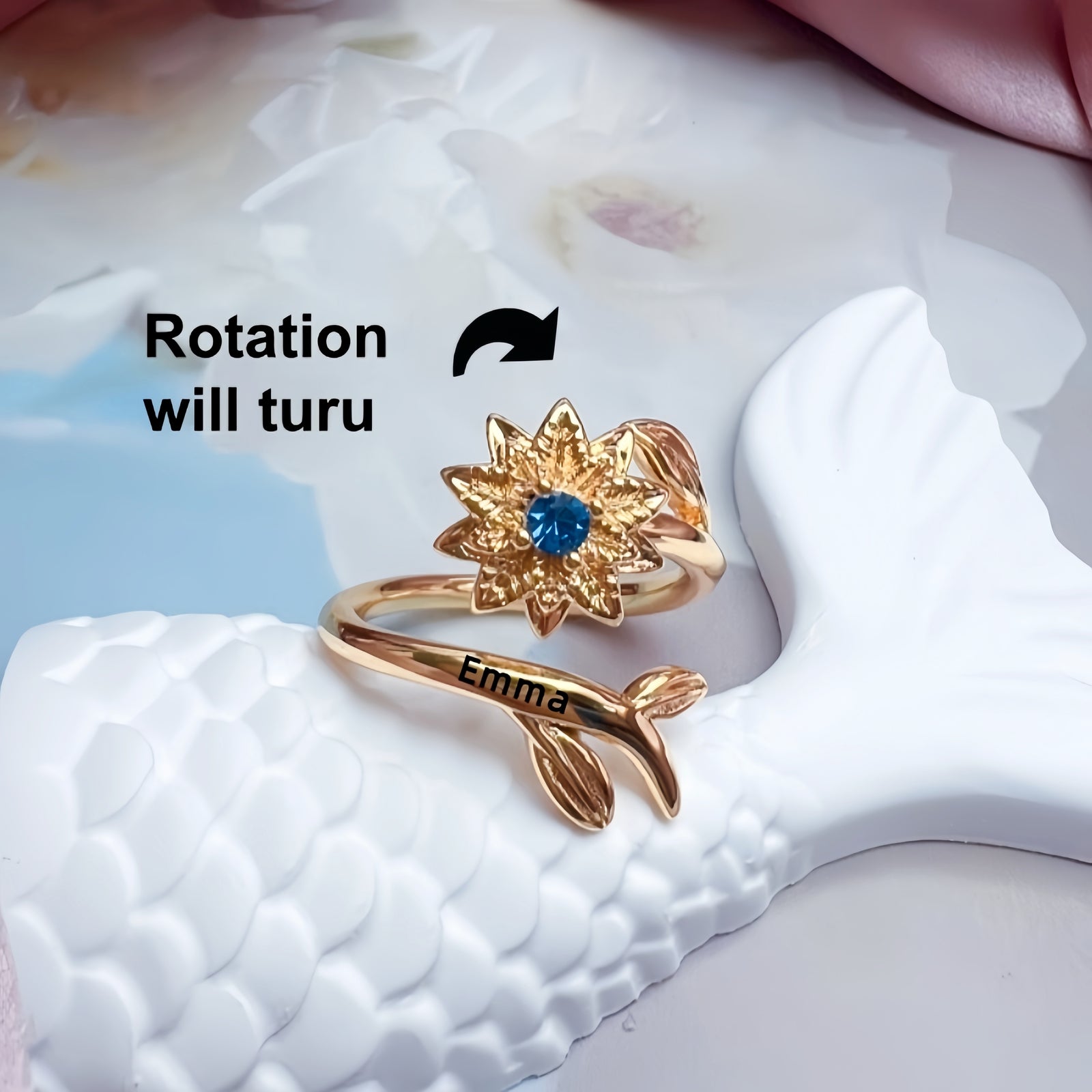 Rotating Birth Flower Ring