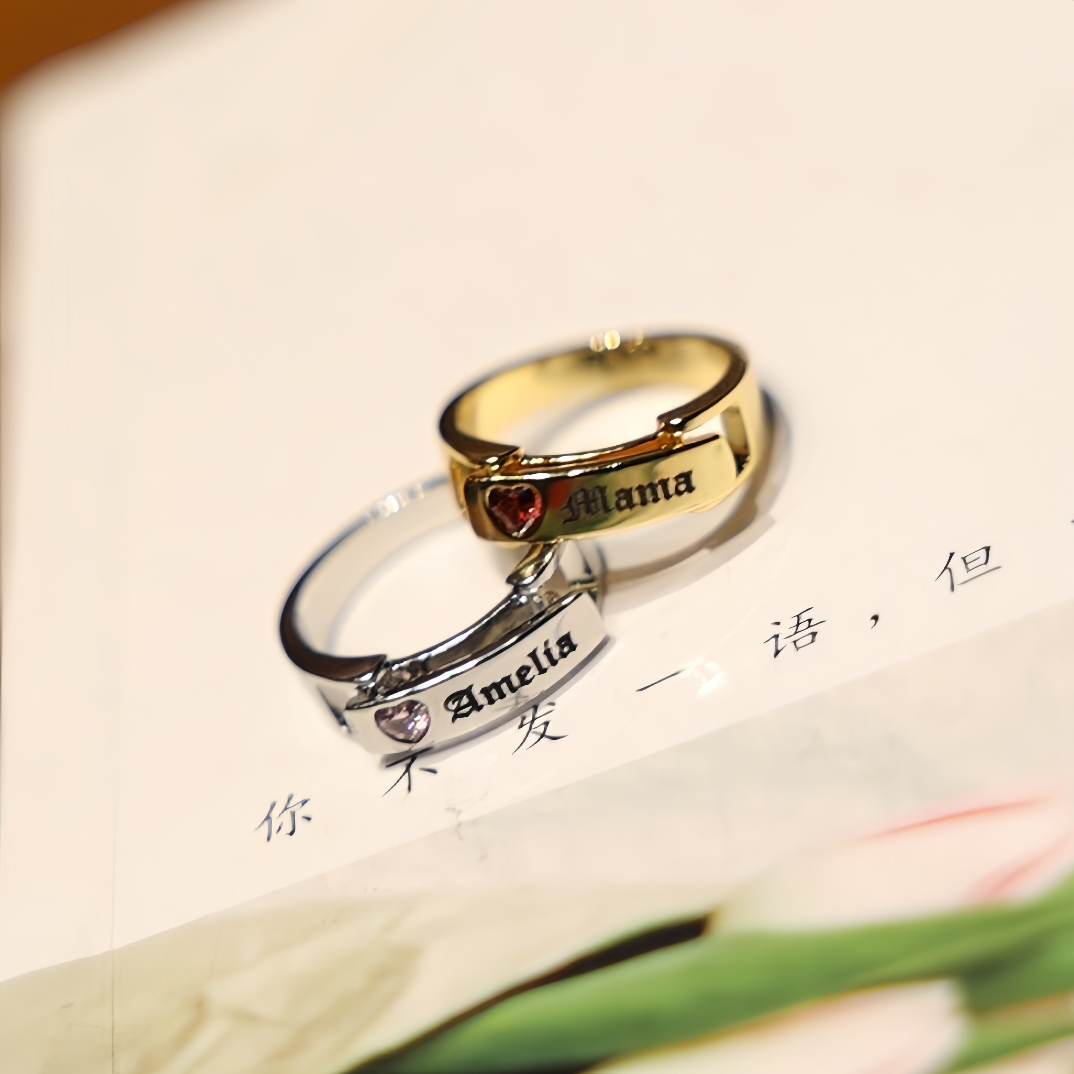 Personalized Birthstone Message Ring