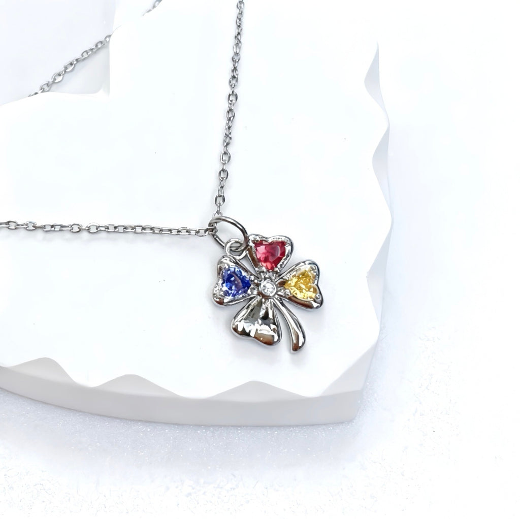 Four-Leaf Clover Birthstone Necklace