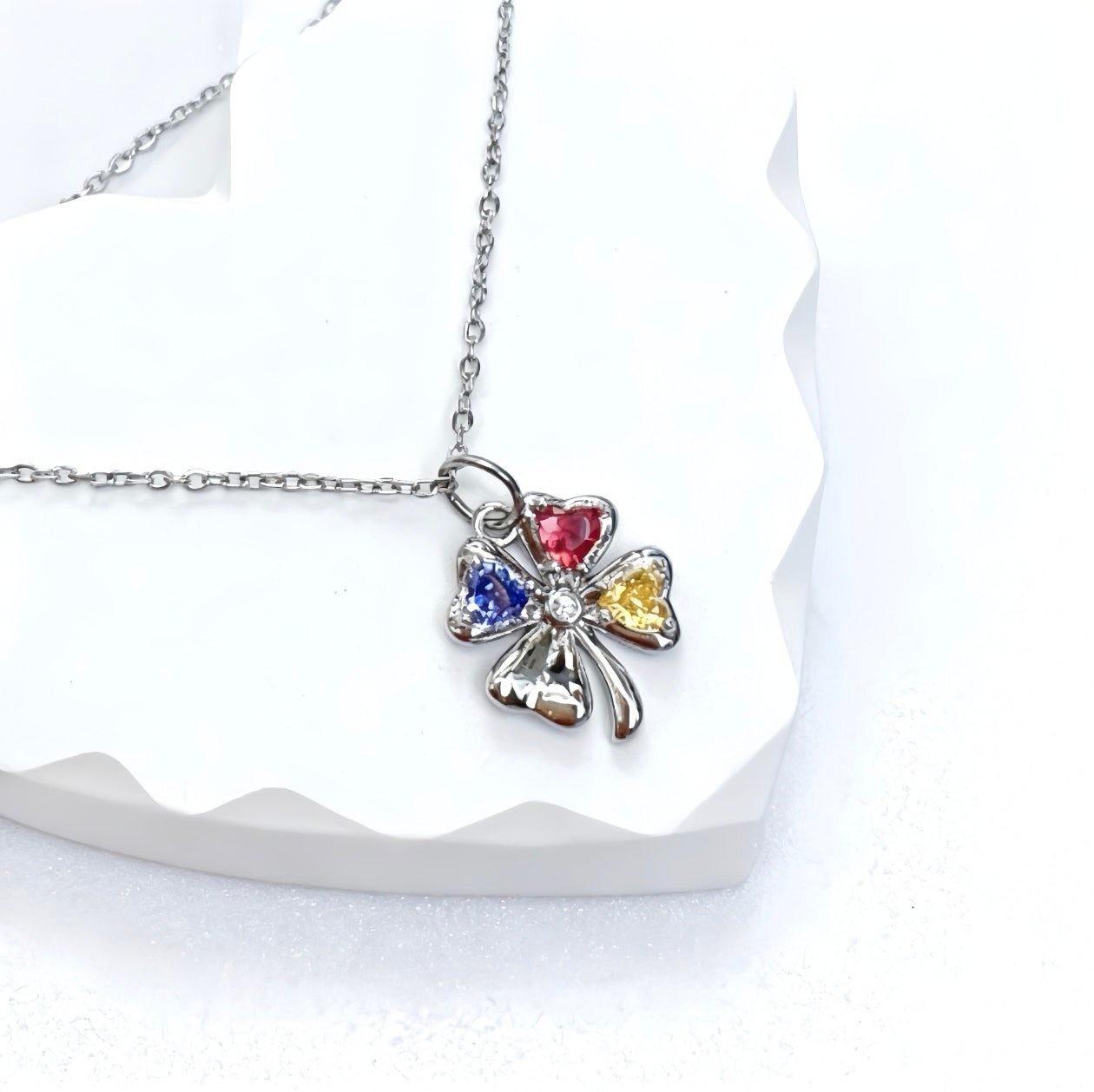 Four-Leaf Clover Birthstone Necklace