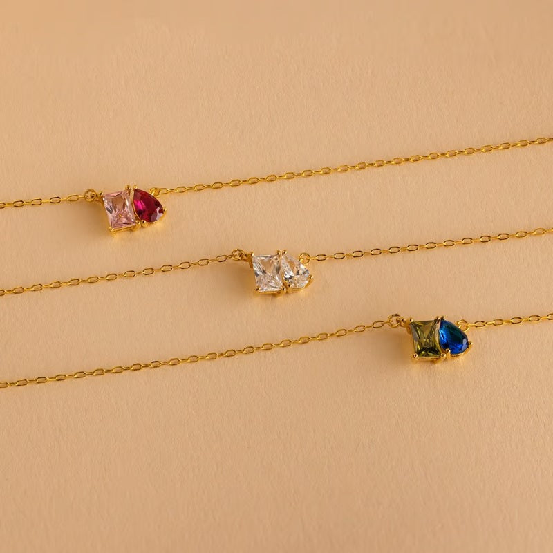 Birthstone Toi et Moi Necklace
