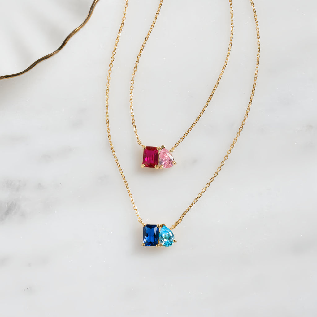 Birthstone Toi et Moi Necklace