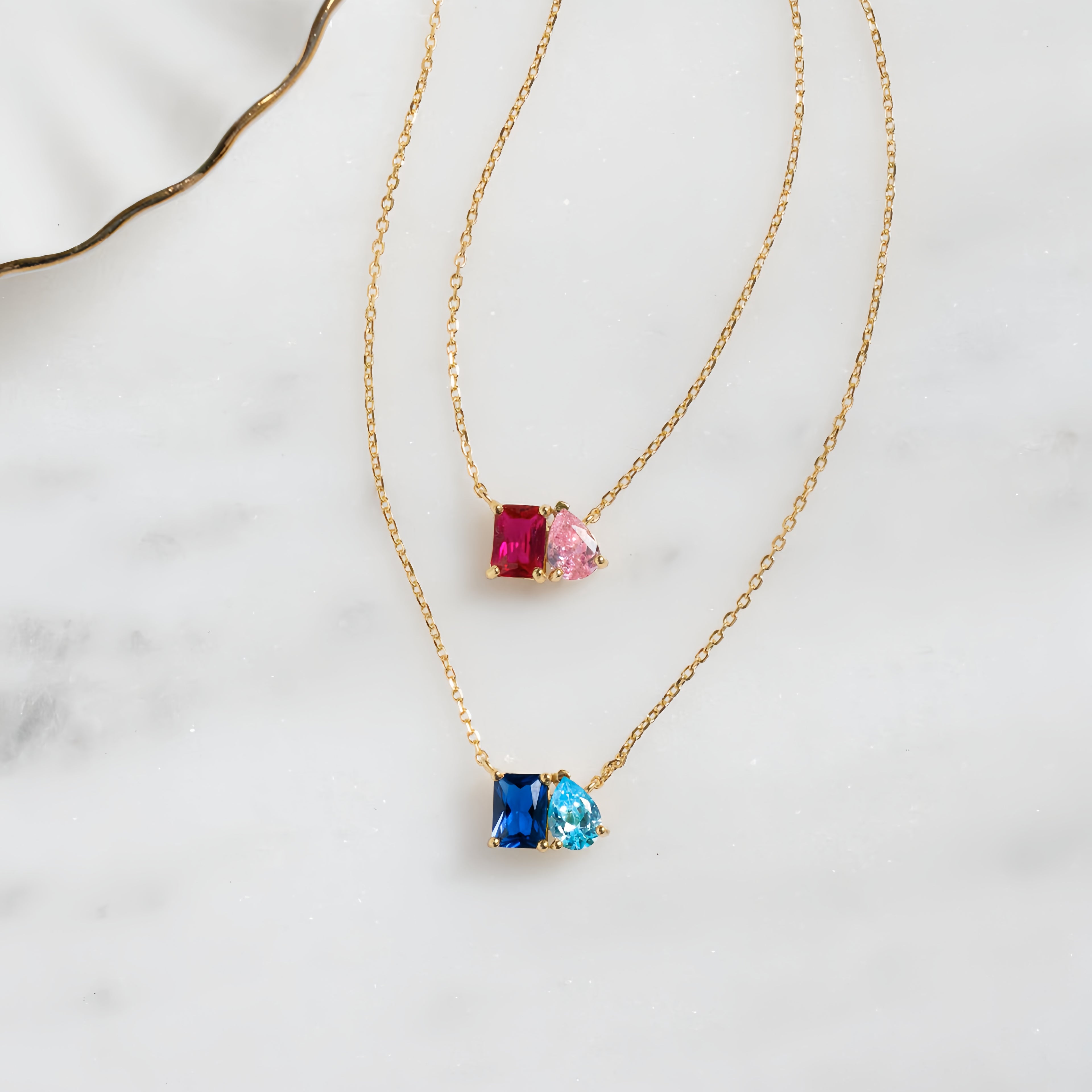Birthstone Toi et Moi Necklace