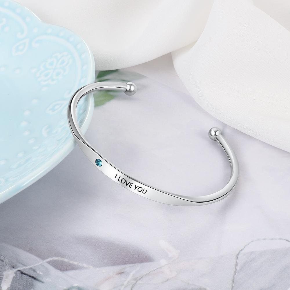 Personalized Birthstone Engraved Bracelet