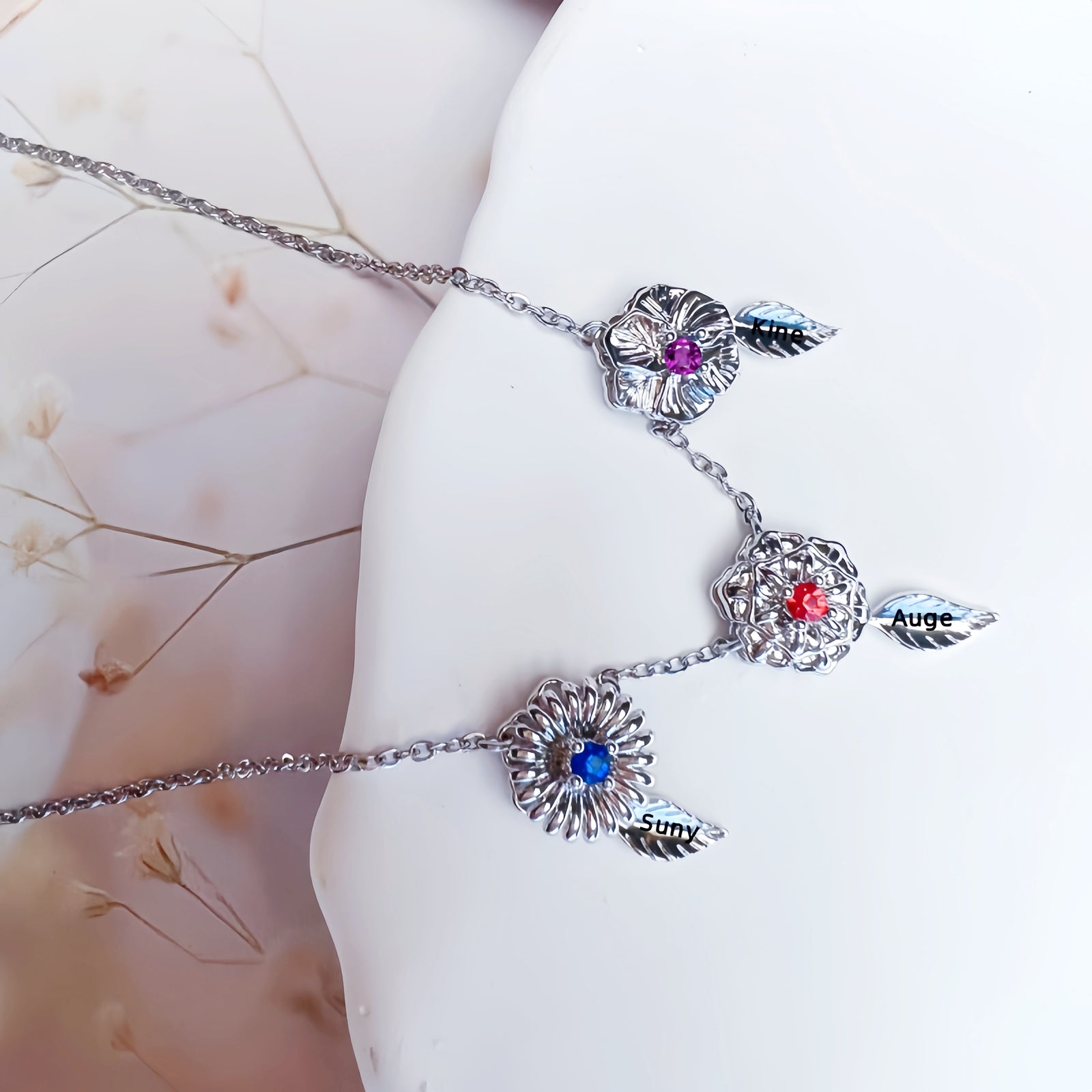 Rotating Birth Flower Necklace