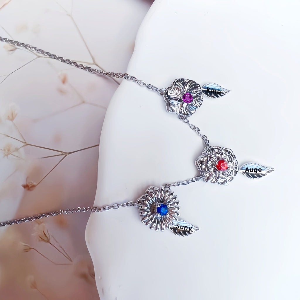 Rotating Birth Flower Necklace