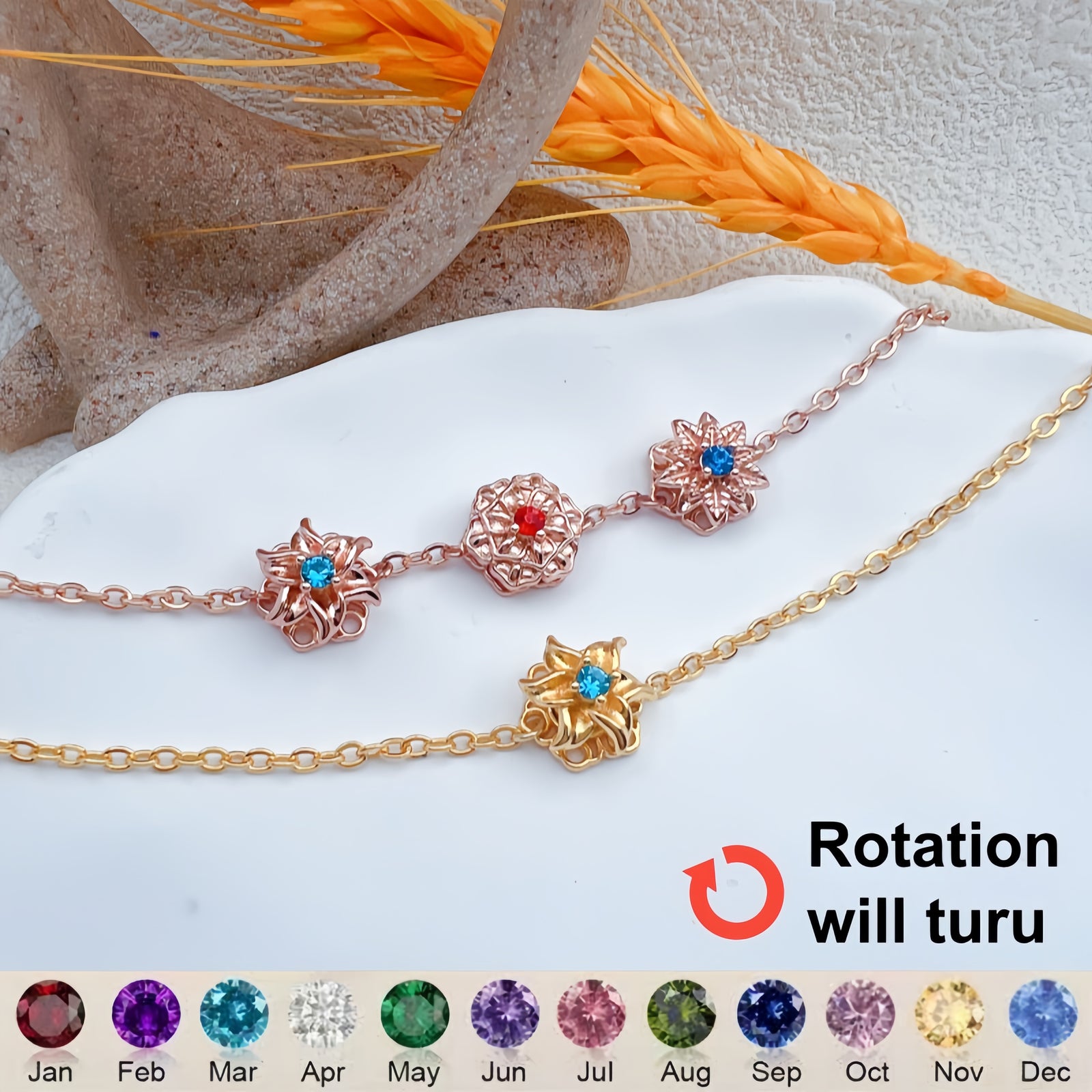 Customized Birth Flower Bracelet