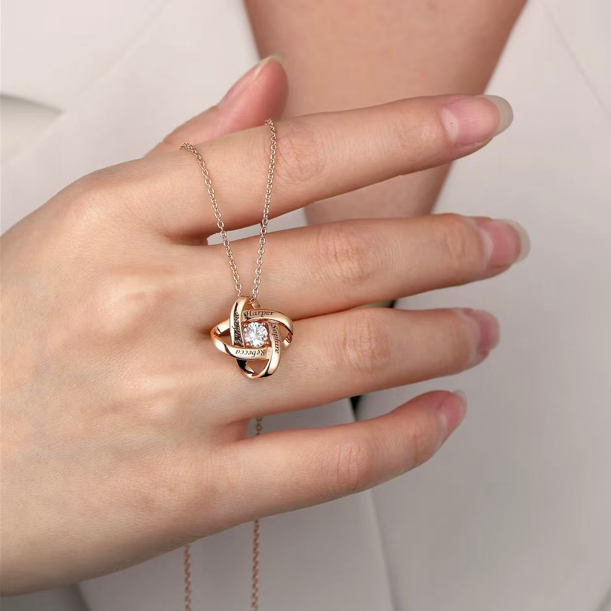 Love Knot  Birthstone  Necklace