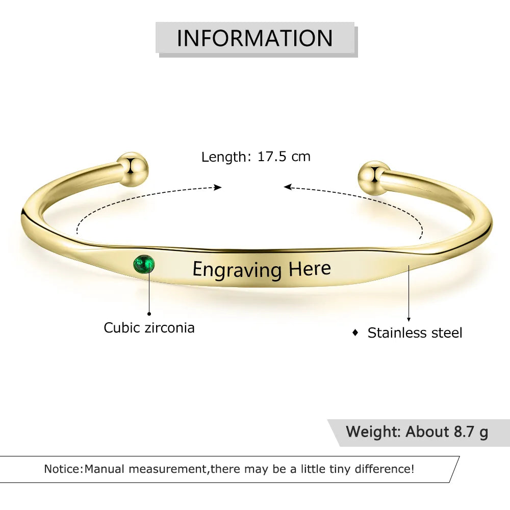 Personalized Birthstone Engraved Bracelet