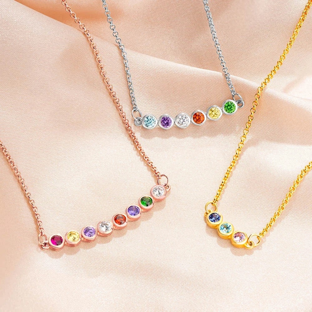 Circular Gem Birthstone Necklace
