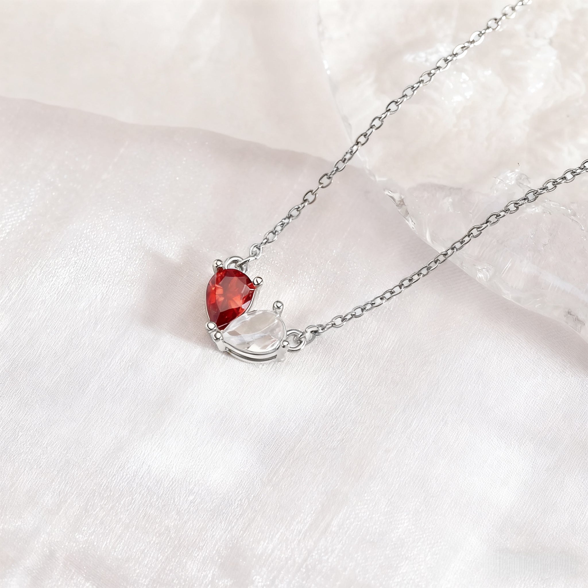 Two Birthstone Tear Necklace