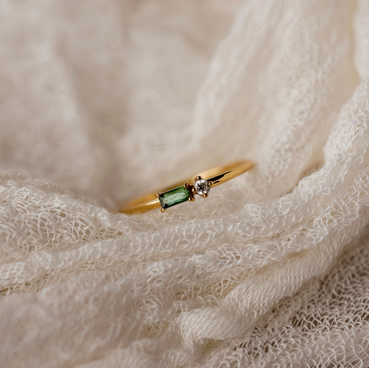 Toi et Moi Baguette Birthstone Ring