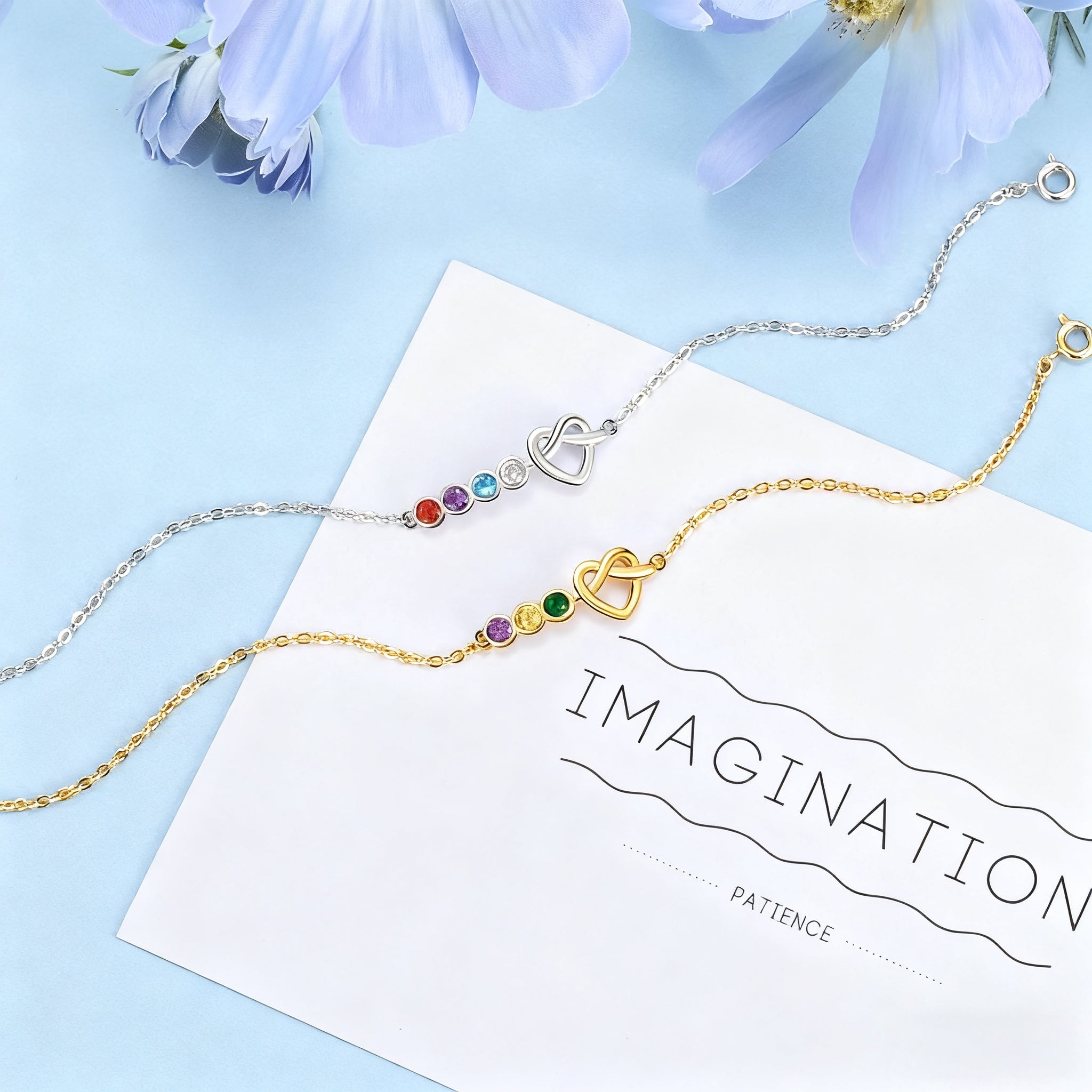 Heart Shaped Bracelet with Birthstones
