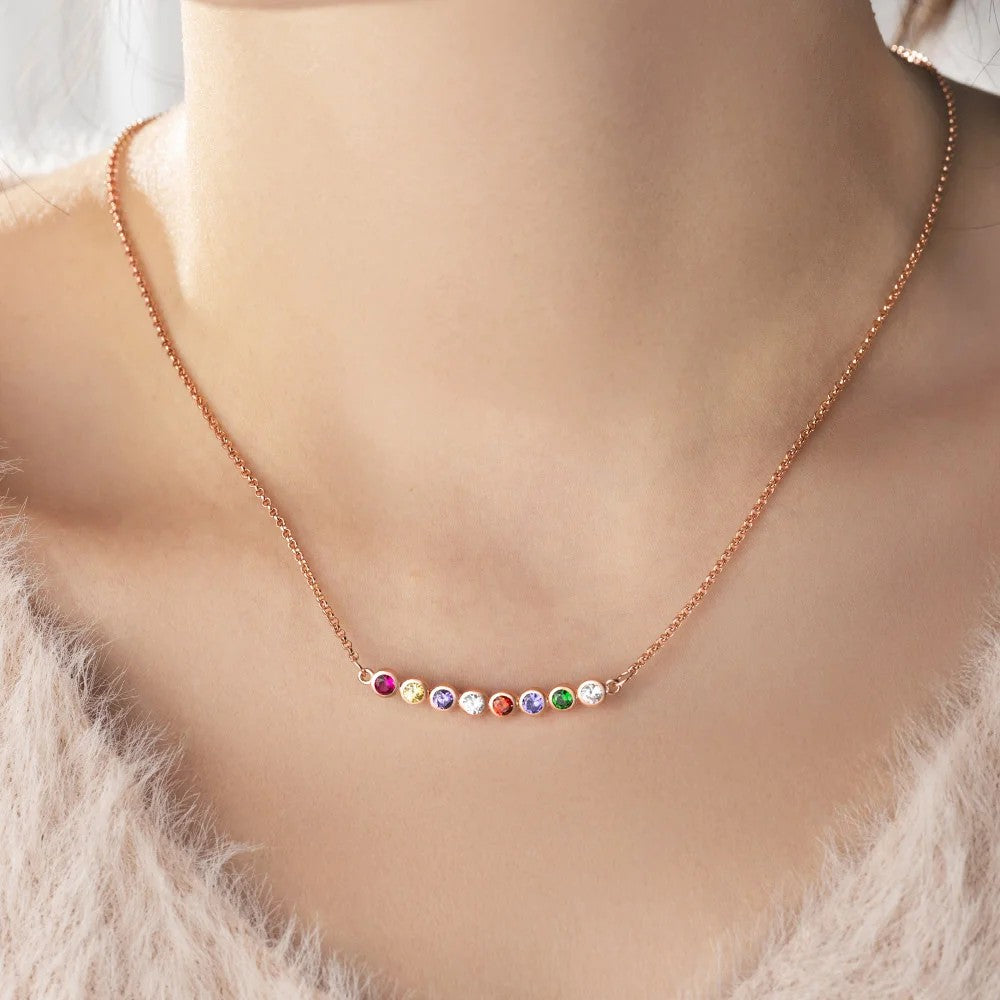 Circular Gem Birthstone Necklace