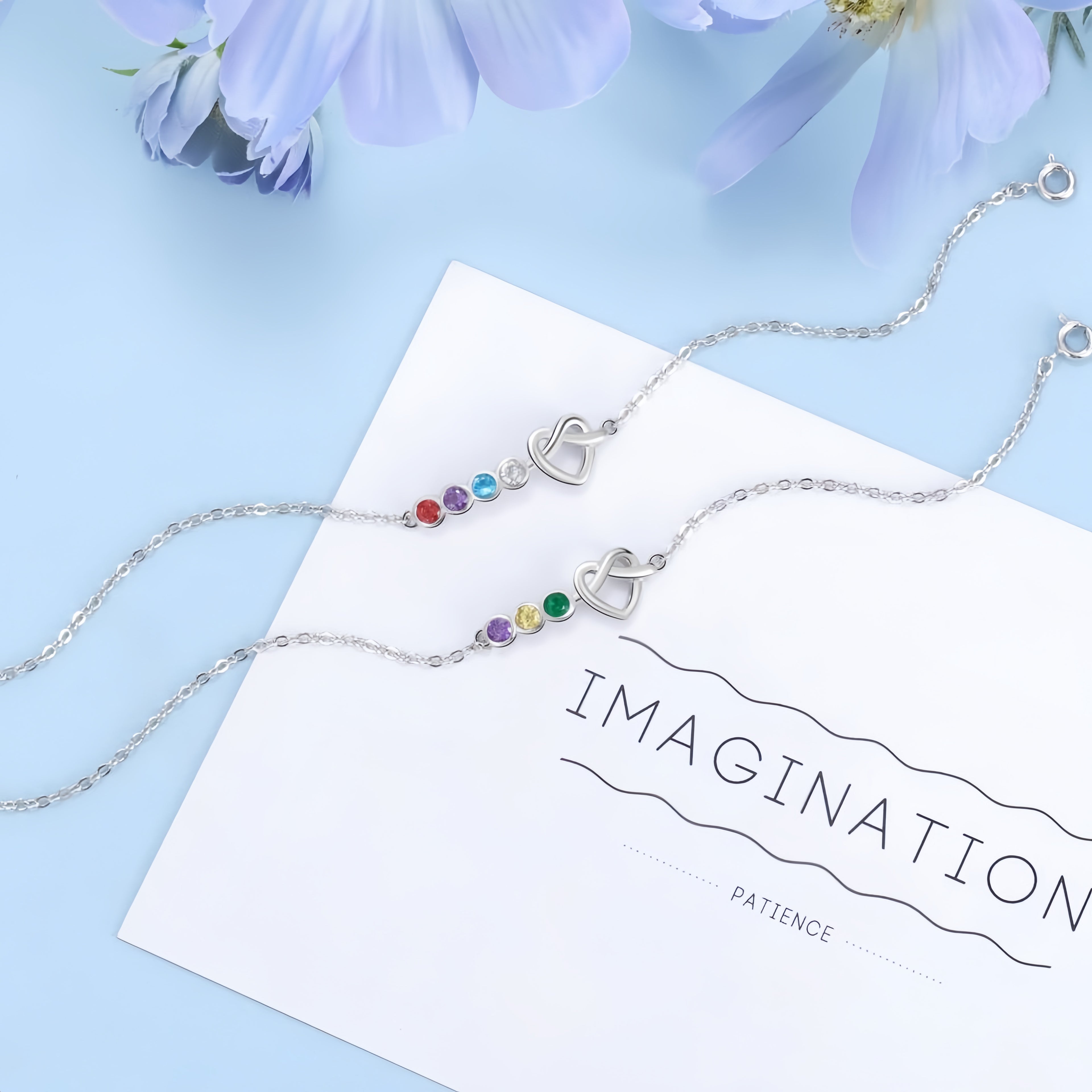 Heart Shaped Bracelet with Birthstones