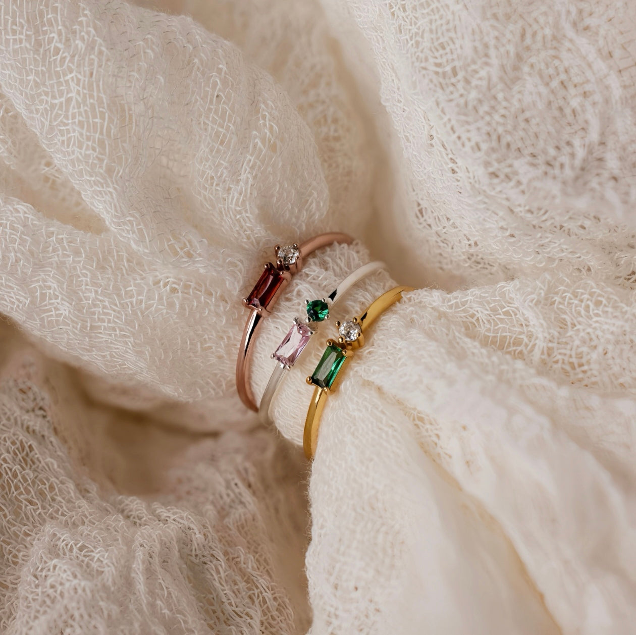 Toi et Moi Baguette Birthstone Ring