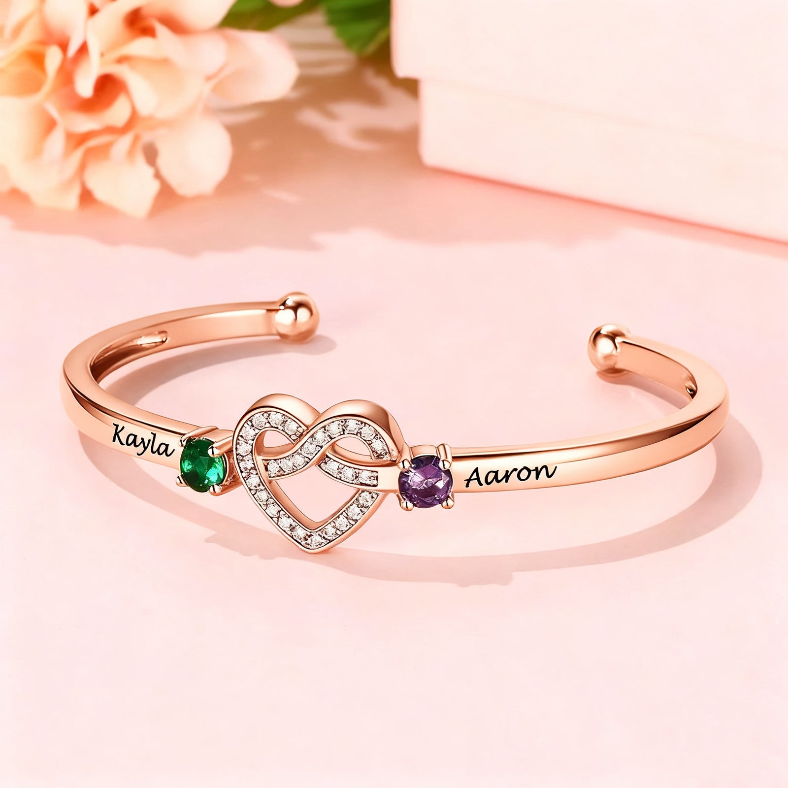 Love Knot Bangle with Birthstones